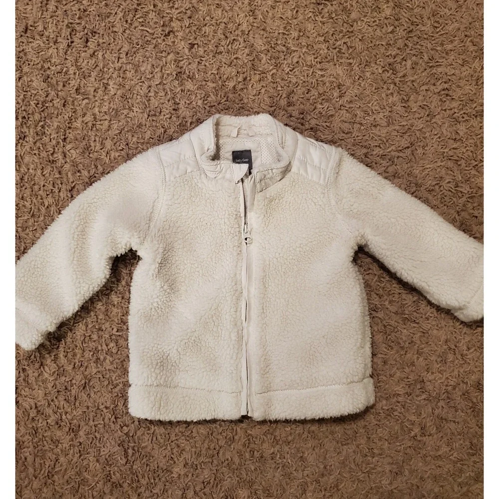 Baby Gap Girls White‎ Fleece Sherpa Jacket 12 To 18 Months